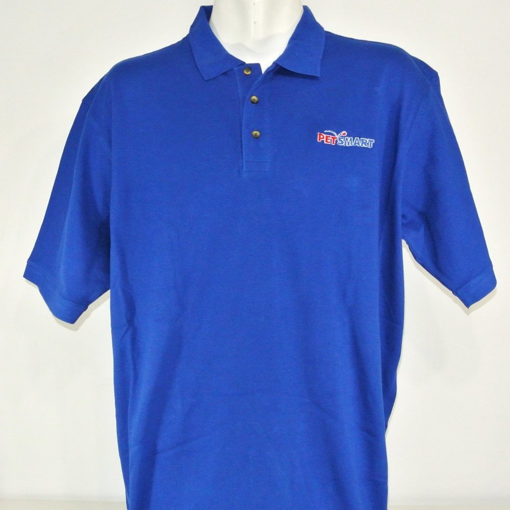 PETSMART Pet Store Employee Uniform Men's Blue Polo Shirt Size M Medium